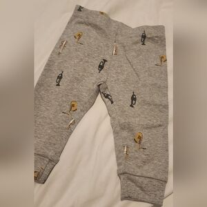 Gray Kids Bottoms with Musical Instrument Print